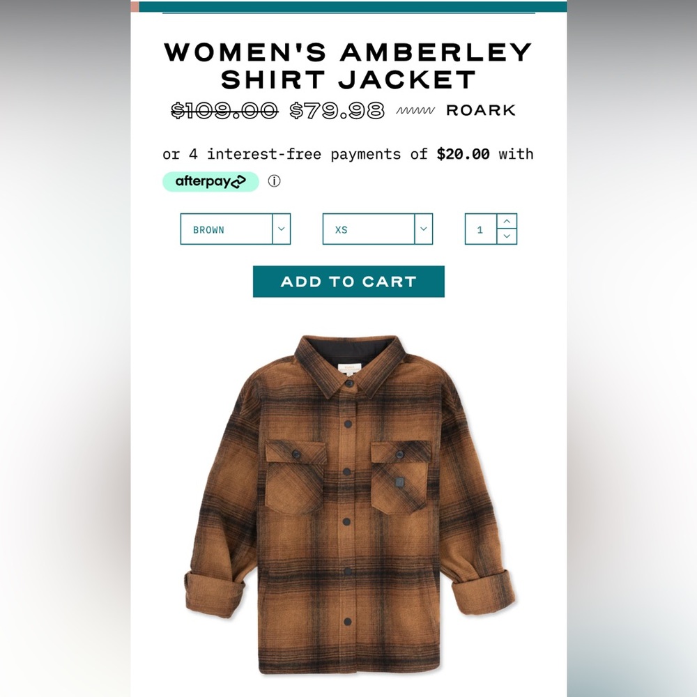 Women’s Roark Shirt-Jacket in brown wool plaid (L)